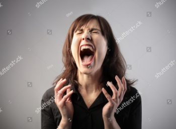 Woman screaming in agony, an artpiece depicting how it feels to face the consequences of one's own actions.  