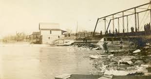 Old photo of Denton Road bridge under construction.