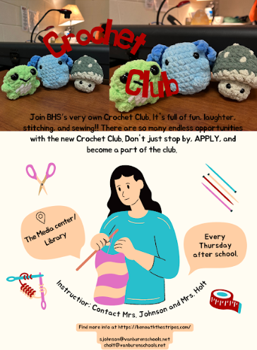 Come join BHS as we introduce the all new Crochet Club!!!