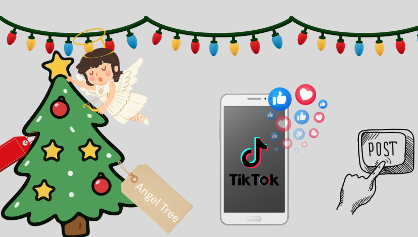 The new angel tree controversy sparks debate on how charity is becoming performative. Image created by Canva.